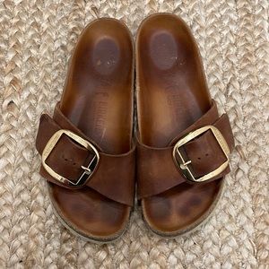 Birkenstock Madrid Big Buckle in Cognac Size 36. Some wear, see pics